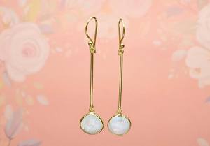 Pendientes de Plata de Ley 925 con Piedra Lunar Natural, Joyería Bohemia Hecha a Mano, Color Blanco, para Uso Diario, Oro de 14K, Aniversario - Product Image 4