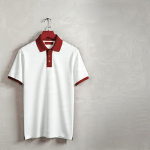 Men's White <b>Polo</b> Shirt With <b>Orange</b> Collar And Cuffs Short Sleeve Casual Solid Color Woven Oxford Fabric - Product Image 5