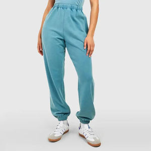 Pantalon de survêtement chaud en polaire pour femme, coupe décontractée, épais, délavé à l'acide, idéal pour l'entraînement et la course à pied - Product Image 4