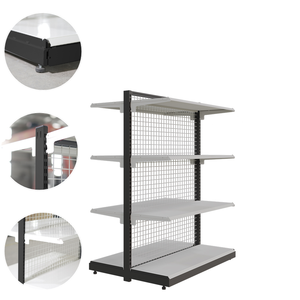 ADONG A07 Présentoir double face en acier pour supermarché avec étagère arrière en maille personnalisable aspect métallique - Product Image 1