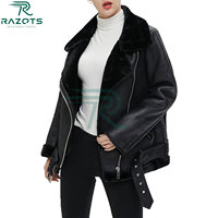 Chaquetas de Cuero Sintético para Mujer, Abrigo Grueso y Cálido de Invierno, Chaqueta Vintage Holgada con Solapa, Prenda Exterior Elegante para Mujer, Chaqueta con Cremallera y Manga Larga