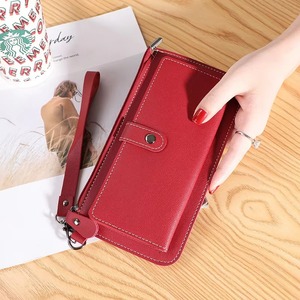 Porte-monnaie multifonctionnel de couleur unie avec carte ouverte Pochette pour femmes Nouveau logo personnalisé pour dames en cuir PU avec pompon mode long Portefeuille - Product Image 6