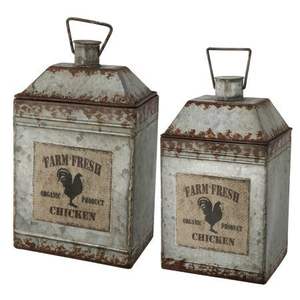 Ensemble de 3 boîtes de rangement en métal galvanisé avec couvercle pour le thé et le café Décoration intérieure - Product Image 4