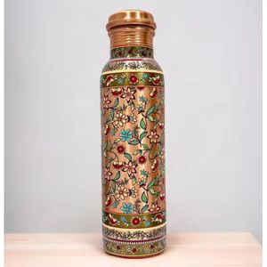 Bouteille d'eau jumbo en cuivre antique en métal lourd avec avantages pour la santé ayurvédique brun foncé rustique - Product Image 4