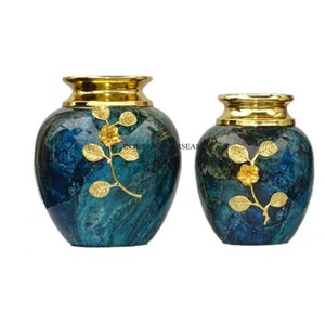 Texture martelée enduite de poudre de couleur noire et concepteur de feuilles plaquées or et ensemble de 3 vases à fleurs en métal de qualité supérieure - Product Image 2