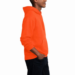 Sweat à capuche polo orange personnalisé pour hommes avec tissu polaire doux, design pull élégant et option logo brodé - Product Image 3