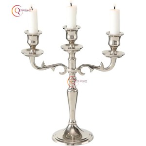 Miroir brillant poli 3 bras foudre bougeoir merveilleux conception décoration de Table Unique bougie pot approvisionnement en gros - Product Image 1