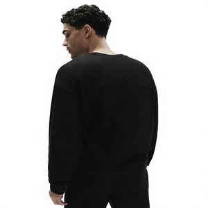 Unisex Regular Fit Black Cotton Half Zip <b>Waterproof</b> Pullover Sweatshirt Stand Collar Knitted Minimalist Style Winter Wear - Product Image 4