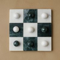 Jeu de Tic Tac Toe de luxe fait main en marbre, design Art Déco, plateau XO, origine indienne, décoration d'intérieur, plateau de table, Thanksgiving