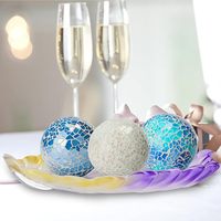 Boules en mosaïque de verre colorées Art Déco écologiques faites à la main, design personnalisé, décoration d'intérieur, ornements de table de cuisine, Diwali