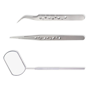 Poignée professionnelle de miroir d'extension de cils et pince à épiler en acier inoxydable de couleur unie grande quantité nouveau Design - Product Image 5