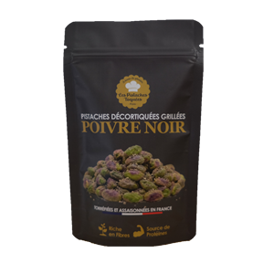 Pistaches grillées décortiquées 100% naturelles, artisanales françaises, aux épices de poivre, 80g, de haute qualité, à l'huile de tournesol - Product Image 1