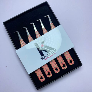 Kaamir Instruments Handmade Premium Quality Stainless Steel Anti-Magnetic Smooth Tip 10mm Eyelash Extension Tweezers Set - Product Image 1