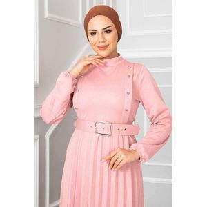 Aynur ชุดเดรสเจียมเนื้อเจียมตัวฮิญาบจีบสีผง - Product Image 2