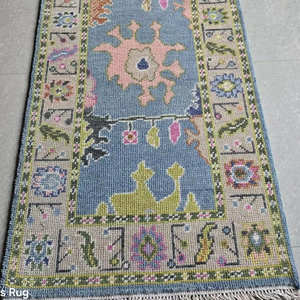Tapis de couloir 3x10 pieds de haut Bleu Jaune Tapis de porte en laine Tapis turc Salon Disponible Toutes tailles 3x8 3x12 3x18 - Product Image 2