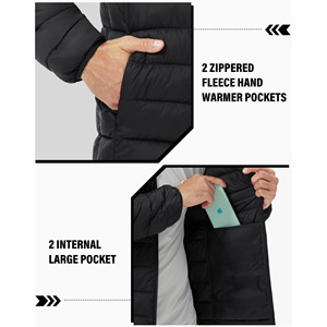 High Quality Long Sleeve <b>Jacket</b> For Men <b>Waterproof</b> Canvas Fashion Bright Zipper <b>Padded</b> Hoded Custom Logo Plus Size Men's <b>Jackets</b> - Product Image 5