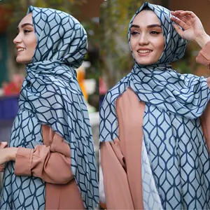 Nuovo abbigliamento islamico abbigliamento musulmano copricapo stampato geometrico donna Hijab sciarpa foulard disegni