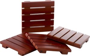 Posavasos de Madera de Sheesham de 5 Listones (Juego de 4), Posavasos de Madera Marrón para Bebidas - Product Image 4