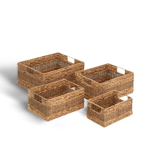 Ensemble de 4 boîtes de rangement en jacinthe d'eau, boîte de rangement artisanale, écologique, naturelle, décoration intérieure et extérieure, vente en gros du Vietnam - Product Image 6