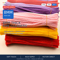 Pembersih Pipa Tebal 8mm, Batang Chenille 30cm, Kawat Bulu, Grosir, Perlengkapan Kerajinan DIY, Perlengkapan Pembuatan Bunga
