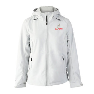 Vestes Softshell avec logo imprimé personnalisé pour femmes avec décoration de boutons Vêtements à capuche d'hiver fabriqués au Pakistan - Product Image 1