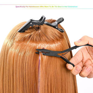 Le kit professionnel d'outils d'extension de cheveux noirs comprend des micro perles en acier inoxydable et une pince nano à 3 trous 4 pièces d'aiguilles à coudre de type C - Product Image 4