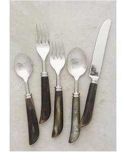 Juego de cubiertos con mango de cuerno Natural de diseño sin complicaciones con acabado de plata superventas para cubiertos de regalo de negocios de boda - Product Image 1