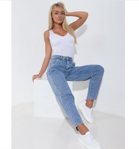 กางเกงยีนส์เอวกลางแบบสั่งทำสำหรับผู้หญิงกางเกงยีนส์ทรงหลวมสำหรับคุณแม่ - Product Image 4