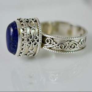 925 Sterling Silver Handmade <b>Ring</b> <b>Lapis</b> <b>Lazuli</b> Natural Blue Oval Shape Gemstone Bohemian September Birthstone Jewelry for Gift - Product Image 6