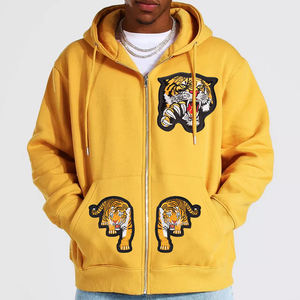 100% coton Patch personnalisé Design Heavyweight surdimensionné Full Zip Us Sweats à capuche et sweat-shirts pour hommes - Product Image 5