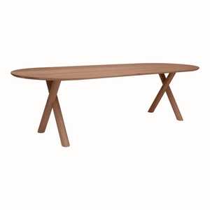 Table de salle à manger ovale moderne en bois massif avec pieds inclinés uniques Meubles de restaurant au design pour hôtels, parcs extérieurs et extérieurs - Product Image 5