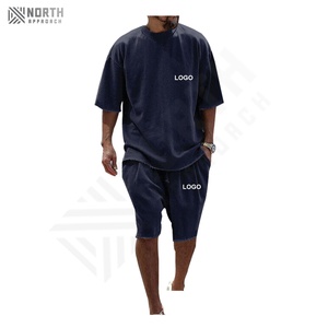 ชุดกางเกงขาสั้นระบายอากาศ2ชิ้นสำหรับผู้ชายฤดูร้อนพิมพ์ลายไซส์ใหญ่พิเศษชุดวอร์มสีล้วนสำหรับผู้ชาย - Product Image 1