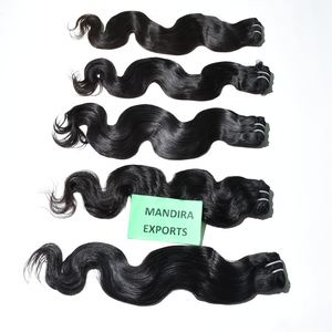 Extensiones de cabello humano Remy virgen, cabello humano barato, color negro natural, ondulado, mechones largos - Product Image 5