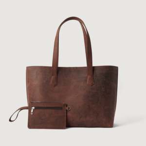 Bianca Vintage Distressed Brown Genuine <b>Leather</b> Tote <b>Bag</b> Handmade with Zipper Closure <b>Soft</b> for All Seasons - Product Image 1