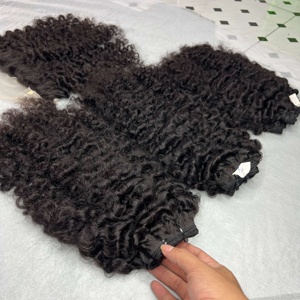 Cheveux nuageux Remy noir couleur naturelle vietnamien brésilien faisceaux de tissage de cheveux humains 10 pouces à 40 extensions de cheveux bouclés birmans - Product Image 2