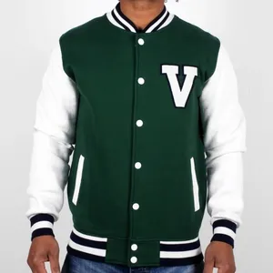 Chaqueta Varsity Melton de lana y cuero genuino, chaqueta Varsity personalizada, chaqueta de cuero cortavientos para hombre, diseño personalizado