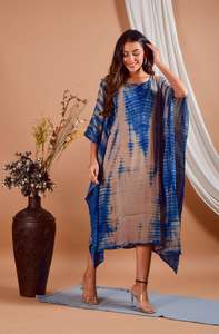 Tie Dye <b>Beach</b> Kaftan for <b>Women</b> Half Sleeve Hand Dyed Summer <b>Cover</b>-<b>Up</b> V-Neckline Long Bohemian Style Floor-Length Natural - Product Image 6