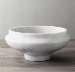 Bol à doublure incurvée ronde en pierre blanche Nouveau design tendance lancé Centre de table décoratif de luxe Accent de maison moderne Plateau élégant - Product Image 5