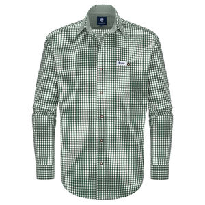 เสื้อเชิ้ตลายตารางบาวาเรียของผู้ชายแบบดั้งเดิมผ้าฝ้าย100% พอดีระบายอากาศได้ดีสำหรับฤดูใบไม้ผลิ - Product Image 1