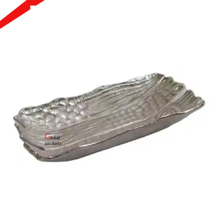 Plateau de service en aluminium et métal fini argent avec design de feuille de meilleure qualité pour la maison, le restaurant et le bar de l'hôtel - Product Image 2