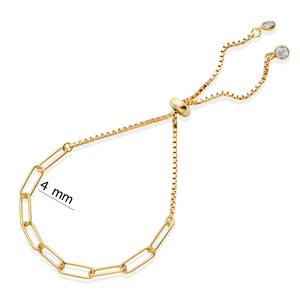 Cube <b>Chain</b> Shape Paper Clip Design Elegant Turkish Handmade 925 Sterling <b>Silver</b> Gold Plated Gift Party <b>Bracelet</b> - Product Image 2