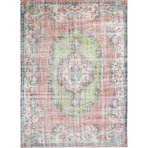 Tapis en laine noué à la main vintage, motif médaillon rouge-orange classique pour la maison, le salon, le couloir, design puzzle rectangulaire en peluche - Pae-1312 - Product Image 1