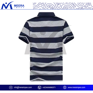 Polo personalizado de color azul/gris para hombre, Polo de golf de punto de poliéster con logotipo bordado personalizado, camiseta para hombre - Product Image 3