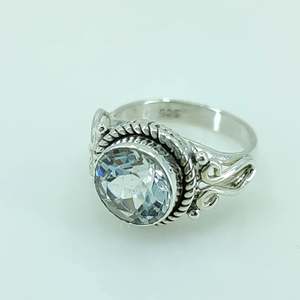 Navya <b>Craft</b> 925 Solid Sterling Silver Romantic Gemstone <b>Ring</b> Handmade White Topaz Women's Fine Jewelry for Everyday Wear - Product Image 1