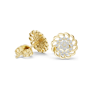Boucles d'oreilles florales en diamant de laboratoire 0,18 CT pour femmes, clarté VVS-VS EF, or 18 carats, 14 carats, 10 carats et argent 925, rose, jaune, blanc - Product Image 5