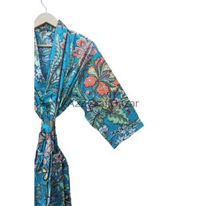 Robe longue élégante en coton pour femme, kimono imprimé stylé, chemise de nuit kimono, peignoir coloré pour vêtements de nuit, tenue de nuit confortable - Product Image 3