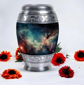 Urne en métal gravée personnalisée faite à la main directe d'Inde pour cendres humaines Vase de crémation personnalisé en quantité en vrac - Product Image 5