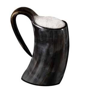 Tasses en corne de buffle naturel sculptées corne à boire Viking pour la bière finition polie Design par l'artisanat en croissant - Product Image 1