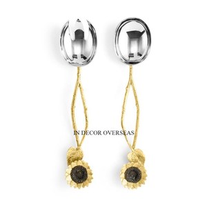 Vente chaude Fleurs Et Feuilles Designer Poignées Plaqué Or Pour Argent Brillant Poli Couteau Cuillère Et Folk Couverts Ensemble Fournitures - Product Image 3