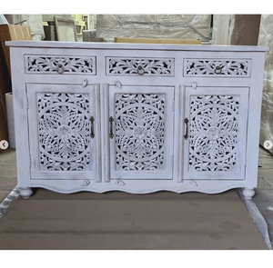 Gabinete de madera maciza decorativo duradero para almacenamiento de oficina en casa mueble artístico tallado a mano pieza extensible para sala de estar - Product Image 2